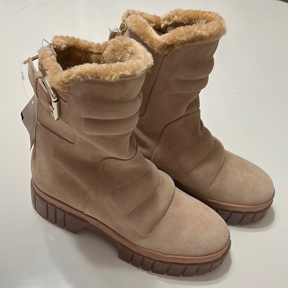 New! Free People Fable Platform Suede Quilted Fur Lined Lug Sole Boots S… - Picture 2 of 13